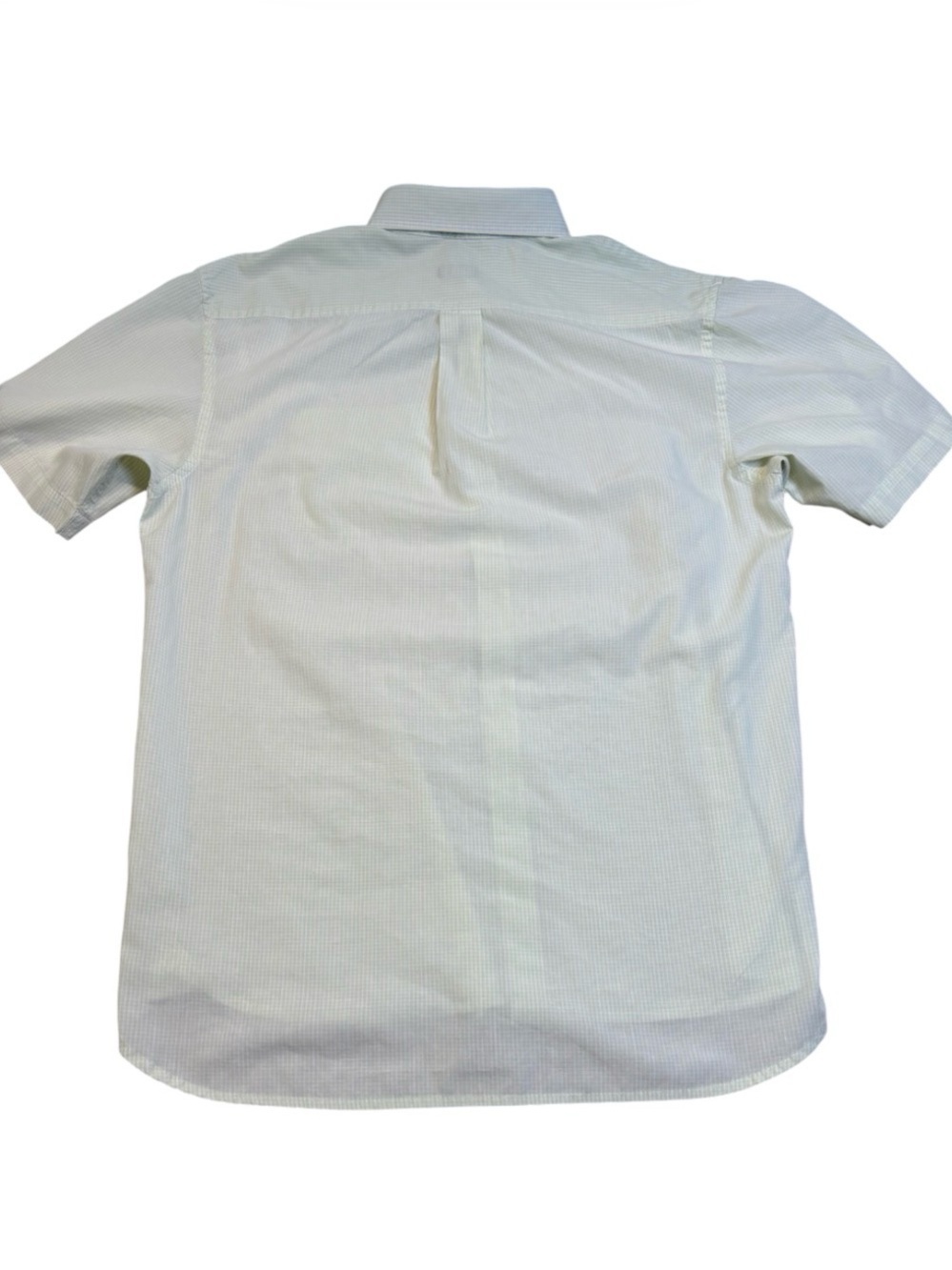 Izod Short Sleeve Button-Down Shirt in White and Blue Check - Picture 6 of 10